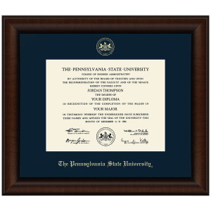 Diploma Frame Lenox, Walnut Finish, Gold Embossed Seal The Pennsylvania State University, Navy Mat